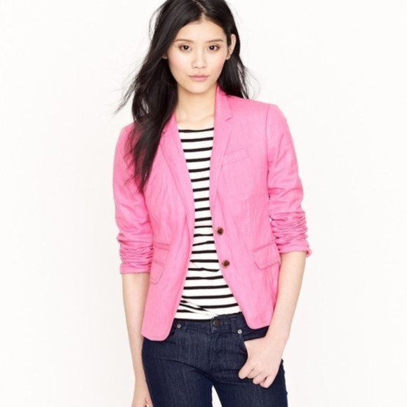 J. Crew Jackets & Blazers - J.Crew Pink Linen Schoolboy Jacket 10